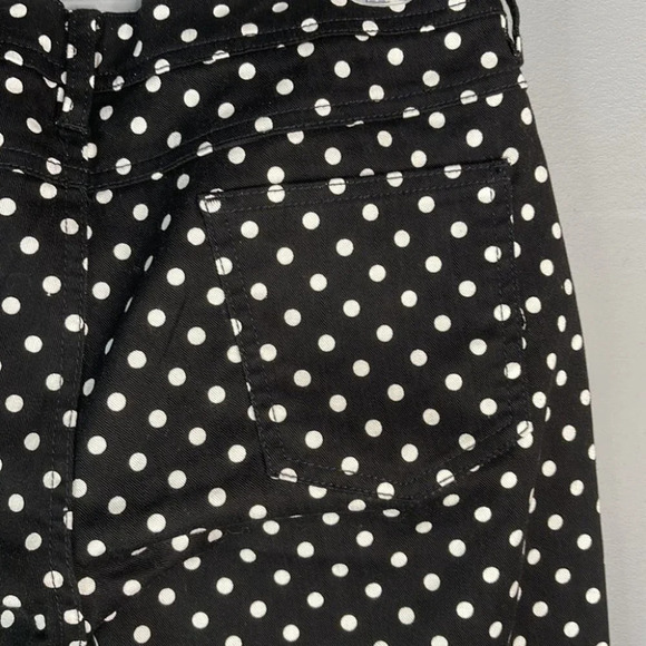 GARNET HILL Polka Dot Jeans Black White Denim Zip Ankle Rigid Stretch 8P - Picture 6 of 12
